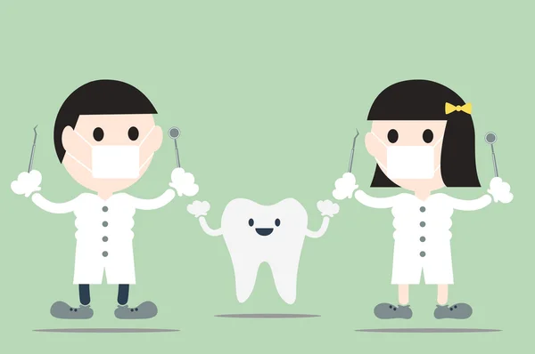 Dentista con dientes — Vector de stock