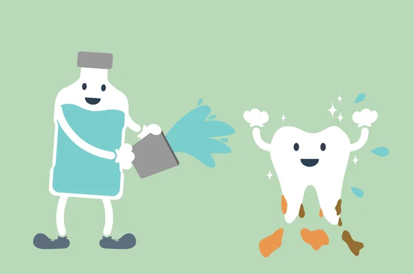 Nettoyage des dents par rince-bouche — Image vectorielle