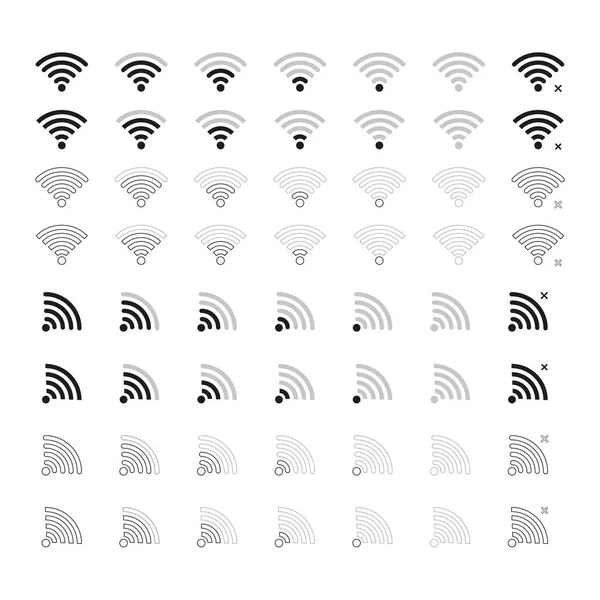 Wlan Telefonens Signalikoner Vektor Uppsättning Mobila Gränssnitt Top Line Ikoner — Stock vektor