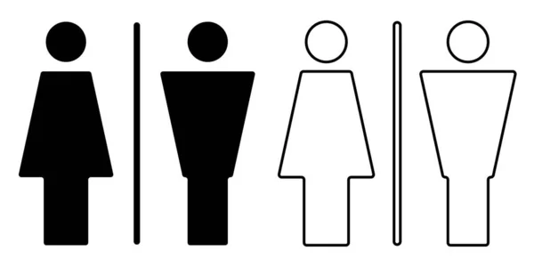 一个男人和一个女人的轮廓 夫妇轮廓图标 文章的符号 婚姻的轮廓 厕所图标 浪漫的图标孤立的白色背景 平淡的风格 — 图库矢量图片