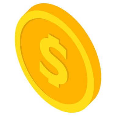 Bozuk para simgeleri. Dolar parası. Para birimi sembolleri izometrik, 3 boyutlu. Vektör illüstrasyonu