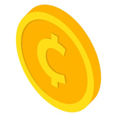 Bozuk para simgeleri. Cent ve Centavo sikkesi. İzometrik 3d biçiminde para birimi sembolleri. Vektör illüstrasyonu