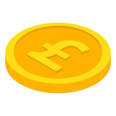 Bozuk para simgeleri. Sterlin para. İzometrik 3d biçiminde para birimi sembolleri. Vektör illüstrasyonu