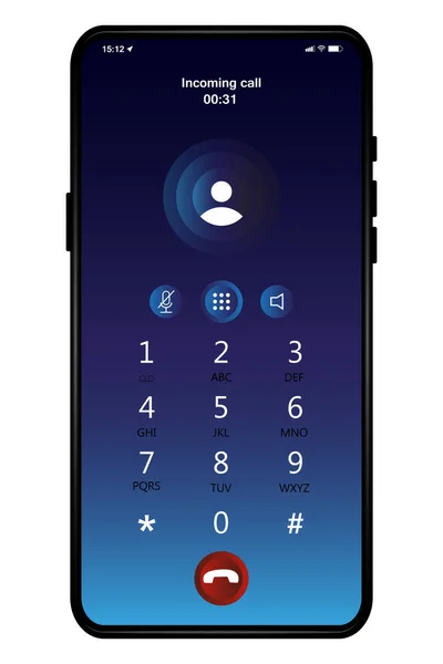 Chiamata Arrivo Schermo Registrazione Modello Vettoriale Interfaccia Smartphone Tastiera Commutata Vettoriali Stock Royalty Free
