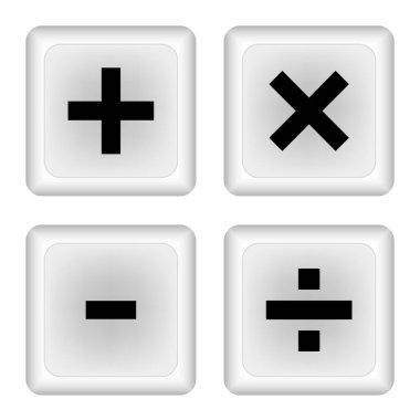 Hesap makinesi simgesi beyaz arkaplanda izole edildi. Hesap makinesi işaretli klavye. Vektör illüstrasyonu