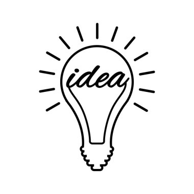 - İyi fikir. Ampul fikri, stoklar için çizilmiş yaratıcı konsept ampul. Düz stil. Vektör illüstrasyonu