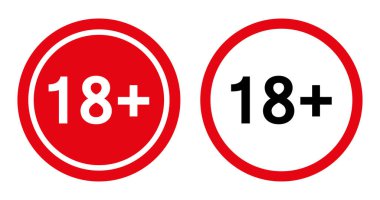 On sekiz yaşın altında sadece yetişkinler için yasaktır. 18 yaşından küçüklere izin yok. Ebeveyn kontrolü. Beyaz arka planda izole edilmiş. Düz stil. Vektör illüstrasyonu