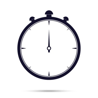 Kronometre simgesi. Beyaz arka planda koyu renk izole edilmiş. Düz stil. Vektör illüstrasyonu