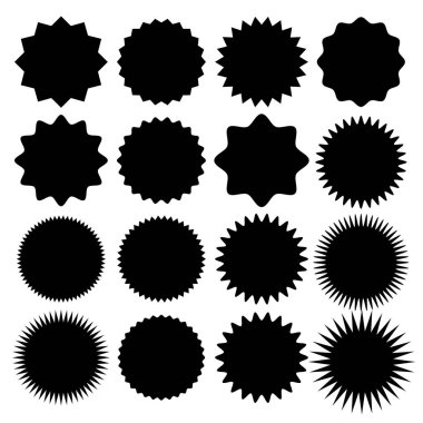 Bir dizi özel teklif ikonu. Satış etiketi, indirimli fiyat etiketi, perakende reklam kampanyası sembolü, satış tanıtımı, indirim etiketi, izole alışveriş gününde reklam teklifi. Vektör illüstrasyonu