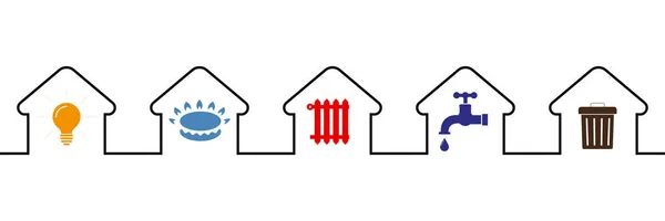公用事业图标 平坦的风格 房子里交流的图标 平面样式矢量图解 — 图库矢量图片