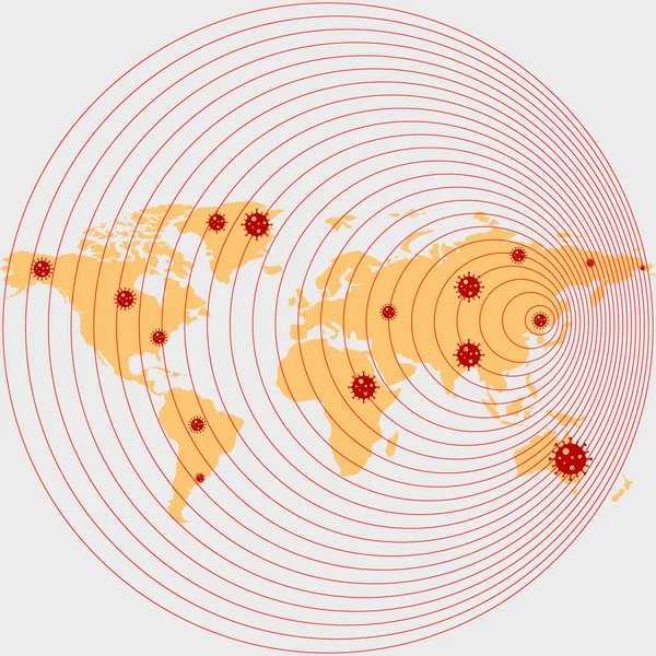 Illustration Spread Virus World Coronavirus Distribution Map Distribution New Coronavirus — Vector de stock