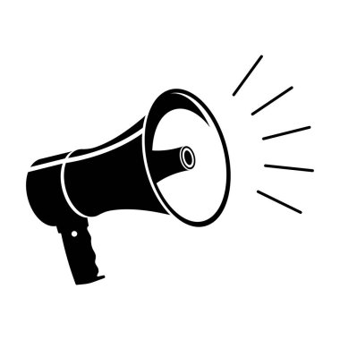 Megafon simgesi. Web tasarımı. Düz stil. Beyaz arka planda izole edilmiş. Vektör  