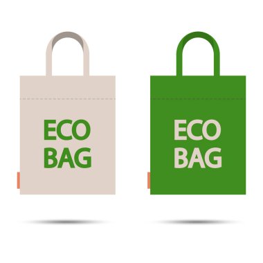 Eko çanta. Beyaz arka planda izole edilmiş. Çevreye önem vermek. Düz stil. Eko paket tasarımı. Vektör  