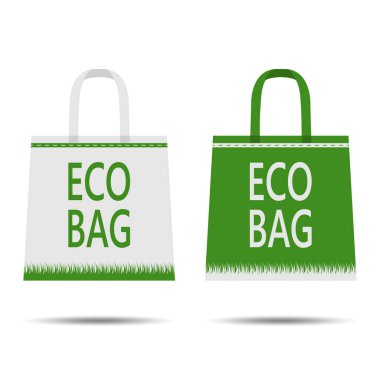 Eko çanta. Beyaz arka planda izole edilmiş. Çevreye önem vermek. Düz stil. Eko paket tasarımı. Vektör  
