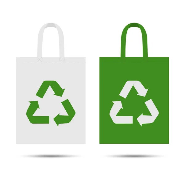 Eco Bag Recycling Symbol Isolated White Background Caring Environment Flat — Διανυσματικό Αρχείο