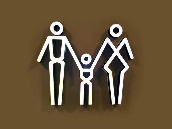 Familjen Neon Sign Toalettskyltar — Stockfoto