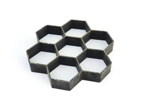 Form Making Paving Hexagon Tiles Honeycomb Tiles Isolated White Background — Foto de Stock