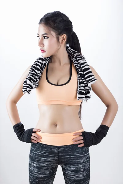 Güzel Asyalı boks kadın — Stok fotoğraf