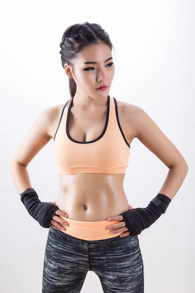 Bela ásia boxe mulher — Fotografia de Stock