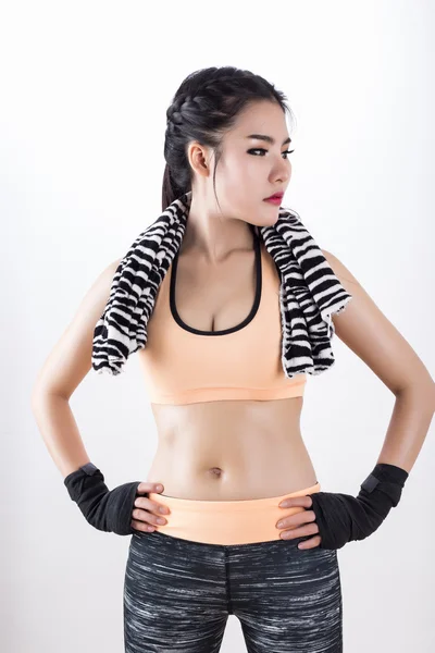 Belle asiatique boxe femme — Photo