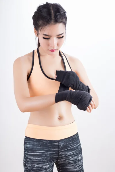 Belle asiatique boxe femme — Photo