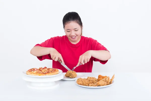 Mujer con comida rápida —  Fotos de Stock