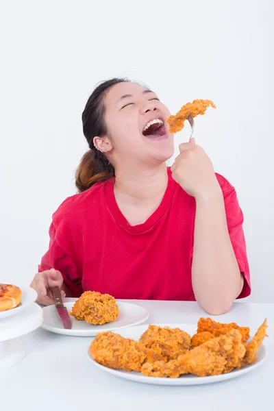 Mujer con comida rápida —  Fotos de Stock