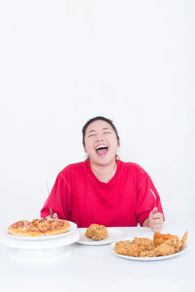 Žena s rychlým občerstvením — Stock fotografie