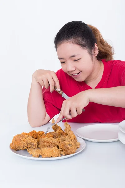 Mujer con comida rápida —  Fotos de Stock