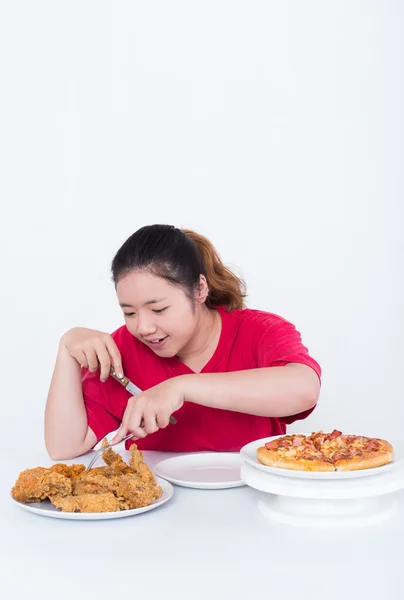 Mujer con comida rápida —  Fotos de Stock