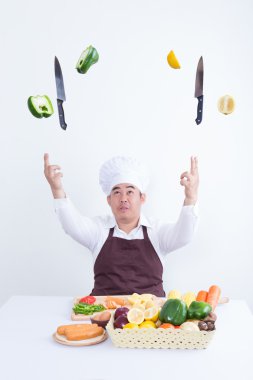 Şef sihirli konsepti ile pişirme
