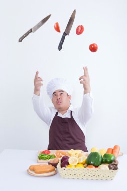 Şef sihirli konsepti ile pişirme