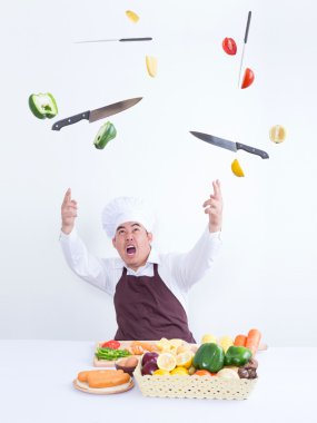 Şef sihirli konsepti ile pişirme