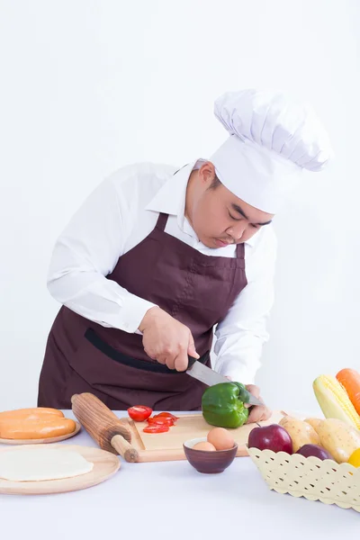 Mężczyzna chef gotowania koncepcja — Zdjęcie stockowe
