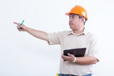 Genç foreman giymek zor şapka