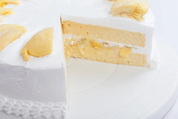 Torta Durian su sfondo bianco — Foto Stock