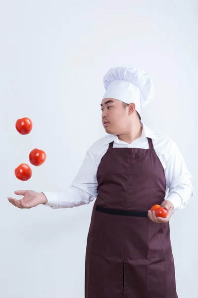 Chef juega con el concepto de comida —  Fotos de Stock