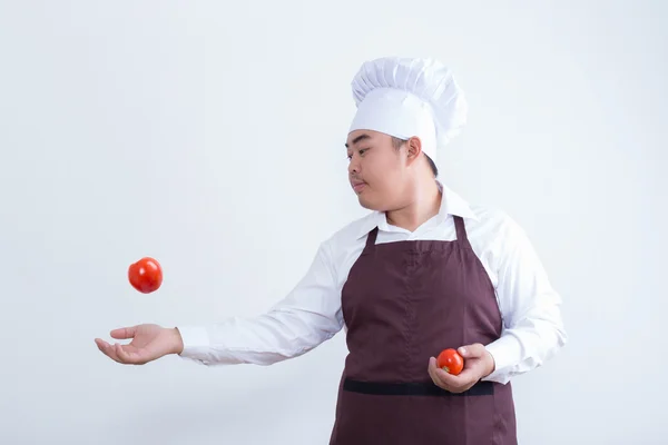 Kuchař hrát s konceptem potravin — Stock fotografie