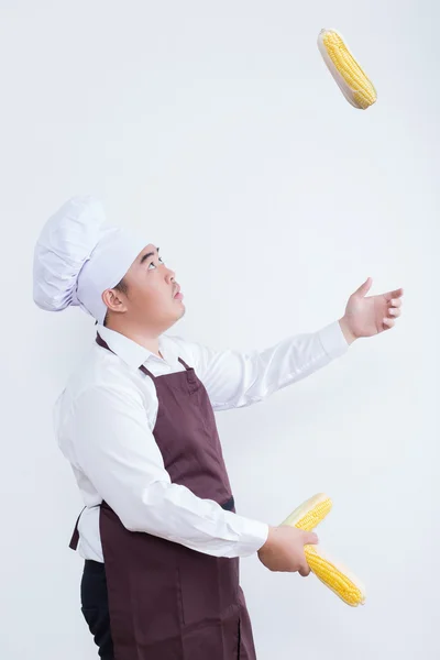 Chef juega con el concepto de comida —  Fotos de Stock