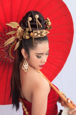 Tayland Geleneksel Kostümlü Taylandlı Kadın