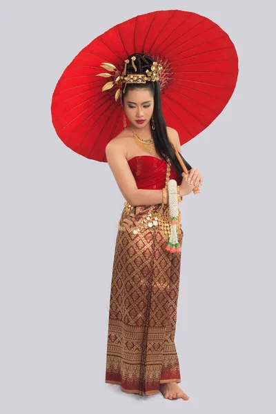 Thai Woman In Traditional Costume Of Thailand — Stock Photo, Image