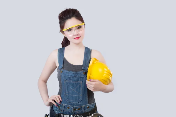 Sexy mujer trabajador de la construcción — Foto de Stock