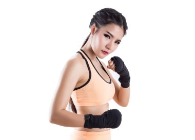 Boks kadın - beyaz arka plan