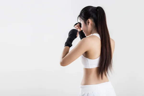 Boxeo Mujer - fondo blanco — Foto de Stock