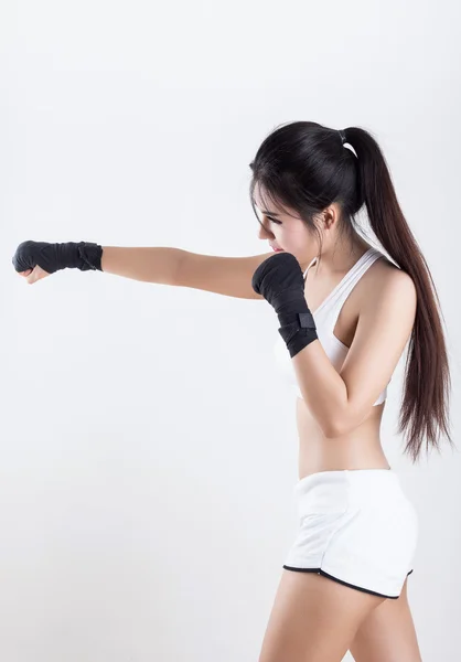 Boxu žena - bílé pozadí — Stock fotografie