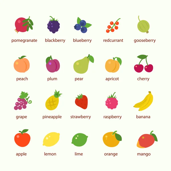 Набор икон фруктов и ягод Лицензионные Стоковые Векторы