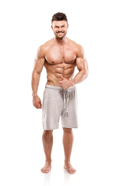 Fuerte atlético Hombre Fitness Modelo Torso mostrando grandes músculos —  Fotos de Stock