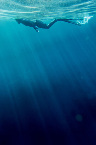 Freediver swim in the sea