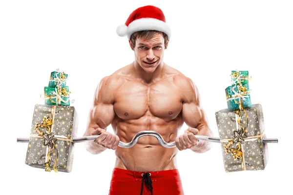 Babbo Natale muscolare con doni — Foto Stock