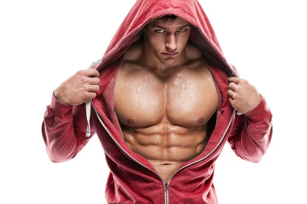 Atletik erkek Fitness modeli gövde gösteren altı bohça abs